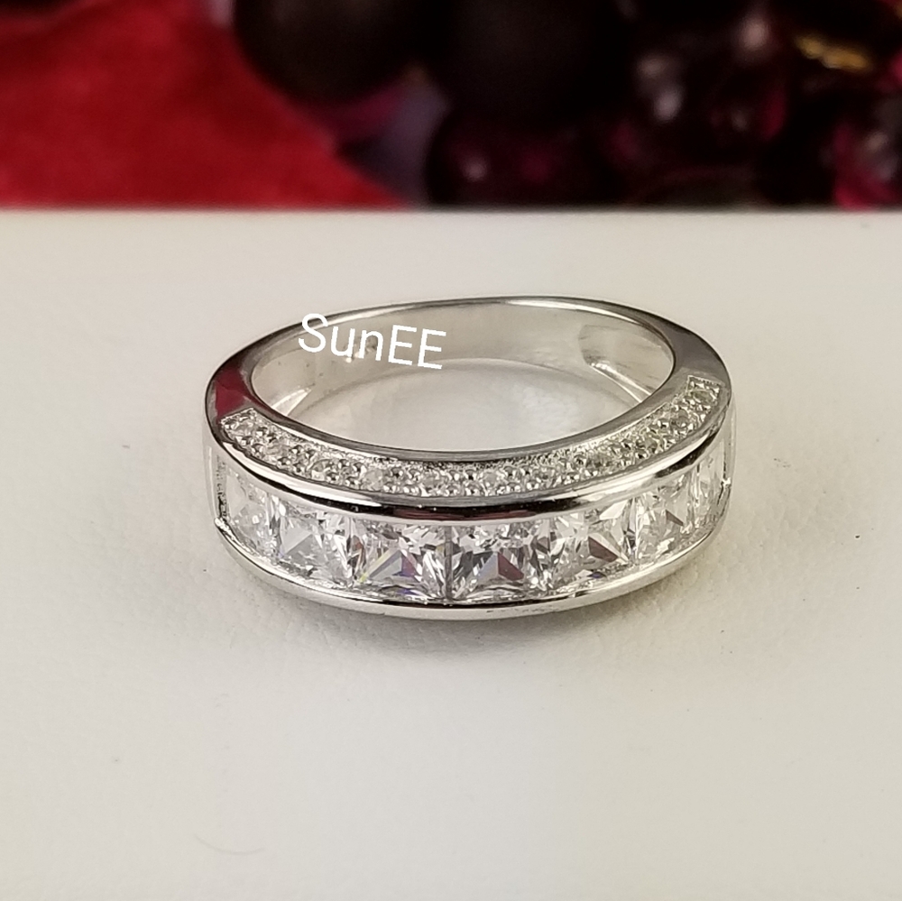 NEW REAL 925 HIS HERS WEDDING BAND RING SET - Picture 4 of 5